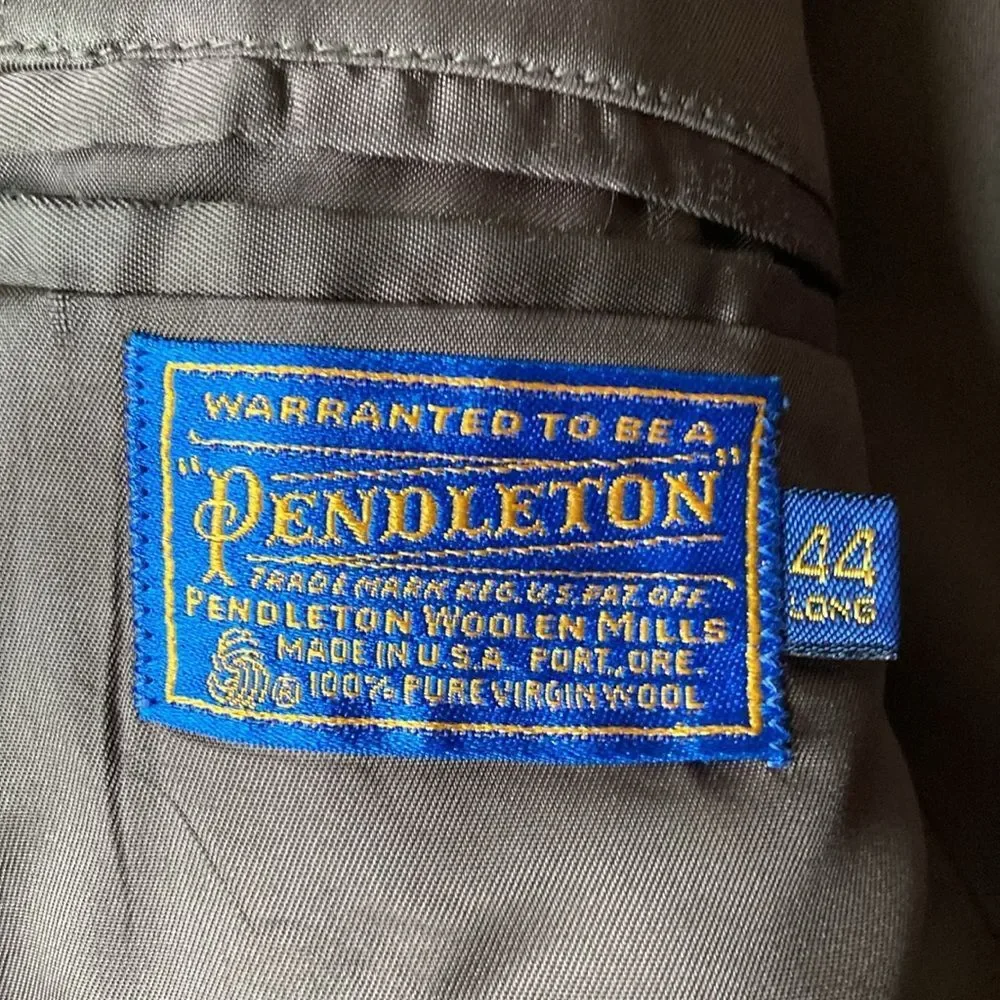 Vtg Pendleton Men’s Gray Multi-Color Fleck Tweed Wool Blazer Jacket Suede Trim